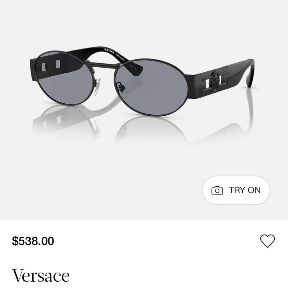 Versace Unisex Matte Black Oval Sunglasses